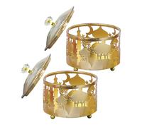 SECFOU 2 Cajas Metálicas Doradas para Dulces de Oriente Medio, Caja Decorativa para Almacenamiento y Servicio de Bocadillos, Adecuado para Bodas, Festividades y Decoración del
