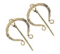 SECFOU 2 Piezas Broche Penanular Vikingo Dorado de Aleación para Mujer, Accesorio Vintage para Chal o Bolso Hebilla y Emblema de Denim