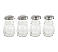SECFOU 4 Botes de Cristal Transparentes para Condimentos 180 Ml, Tapa de Acero Inoxidable, para Sal, Pimienta y Especias, Juego de 4 Unidades, Adecuado para Cocina y Almacenamiento