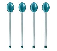 SECFOU 4 Cucharas de Café Resistentes al Calor de Vidrio Verde Mango Largo Seguras y Funcionales para Postres y Uso en Casa