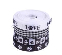 SECFOU 4 Rollos de Cinta Decorativa Estampado de Huellas de Perro en Poliéster, Fácil de Atar y Lavable, Adecuado para Manualidades y Decoración de Fiestas para Amantes de Perros