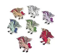 SECFOU 50 Botones de Madera Diseño de Unicornio Decorativos para Coser en Tela, 31x28 Mm, 2 Agujeros, Ideales para Manualidades y Ropa Color Aleatorio