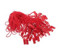 SECFOU 50 Unidades Silbato Profesional de Emergencia con Cordón Rojo, Señal de Alto Decibelio, Material Plástico y Poliéster, Adecuado para Seguridad Marina y Arbitraje