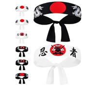 SECFOU 8piezas Diademas Ninja Japonesas Tradicionales para Chef Sushi y Karate Bandas de Cabeza Resistentes para Disfraces y Cocina