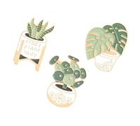 SECFOU Accesorio de Moda de Aleación Diseño de Planta Suculenta en Maceta, 3 Piezas Decorativas y Portátiles para Bolsos y Sombreros, Estilo Creativo y Chic