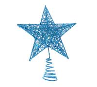 SECFOU Adorno para Árbol de Navidad en Forma de Estrella Azul de Hierro Purpurina de 20 Cm, Decoración Brillante Cima del Árbol en Fiestas Navideñas y Hogar