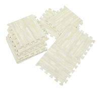 SECFOU Alfombrillas de Juego para Bebés 10 Piezas 30x30x1 Cm Espuma Eva Imitación Madera Color Marfil, Tapete Entrelazado Acolchado para Suelo, Colchoneta Infantil Adecuada para Salón