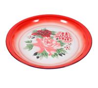 SECFOU Bandeja de Esmalte Redonda Estilo Retro para Servir Postres y Alimentos, Resistente y Lisa sin Bordes, Adecuado para Panadería y Oficina