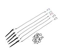 SECFOU Bolígrafos con Cordón Ajustable para Portapapeles y Cuadernos, Juego de 5 Bolígrafos Negros con 5 Correas, 5 Clips y 15 Anillos, Accesorios Prácticos para Oficina y