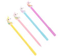 SECFOU Bolígrafos de Gel Forma de Unicornio 4 Piezas, Bolígrafo Creativo Multicolor para Estudiantes y Papelería Adorable, Escritura Suave para Oficina y Color Aleatorio Estilo Aleatorio