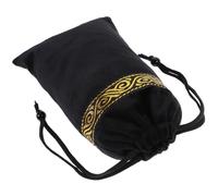 SECFOU Bolsa de Cartas de Tarot de Terciopelo Negro Portátil y Fácil de Llevar Bordado Grueso para Guardar Cartas y Piedras