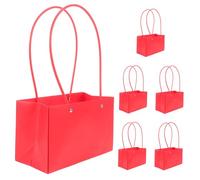 SECFOU Bolsa De Papel Para Flores 6 Unidades Tamaño 22x10,5x13,5 Cm Color Rojo Asas Duraderas Para Envoltorio De Regalos y Transporte Práctico Promocional