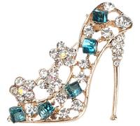 SECFOU Broche de Tacón Alto Piedras Azules y Esmalte, Accesorio Decorativo para Mujer, Pin Brillante para Vestido de Noche, Joyería de Fiesta y Obsequio Especial