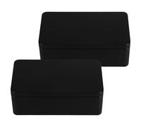 SECFOU Caja Metálica de Hojalata Negra 2piezas con Gran Capacidad y Diseño Elegante para Almacenar Dinero, Dulces y Recuerdos de Bodas con Tapa Segura y Resistente