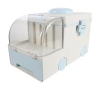 SECFOU Caja Organizadora de Medicamentos de Emergencia Familiar Grande Portátil con Asa, Compartimentos Internos y Plástico Resistente en Color Azul Crema para Botiquín Doméstico