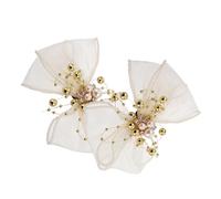 SECFOU Clips Desmontables para Zapatos Lazo de Perlas y Decoración de Malla Ligera para Mujer y Niña en Bodas y Fiestas, Set de 2 Piezas