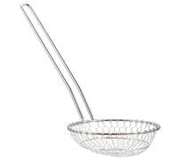 SECFOU Colador de Cocina de Acero Inoxidable Mango Largo, Espumadera para Freír y Colador Multiuso para Sopa y Verduras, Utensilio Resistente al Calor para Uso Diario, 1 Unidad Plateada