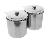SECFOU Coladores de Capacidad 1.3l de Acero Inoxidable Set de 2 con Tapa Mango Antiescaldaduras y Filtro de Malla para Cocina Doméstica