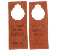 SECFOU Colgadores de Puerta Doble Cara para Hotel y Posadas, de Cuero Pu Marrón, Fácil de Limpiar y Colgar, Paquete de 2 Piezas Señales de No Molestar Favor Arreglen