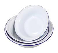 SECFOU Cuencos Esmaltados Vintage 3 Piezas 14/16/18 Cm para Servir Sopa, Ensalada y Almacenar Alimentos, Recipientes Multiusos para Cocina y Comedor Hogar