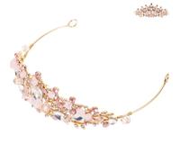 SECFOU Diadema de Princesa para Niñas Cristales y Aleación de Zinc, Adorno Elegante para Cumpleaños y Sesiones de Fotos, Color Rosa Varios estilos