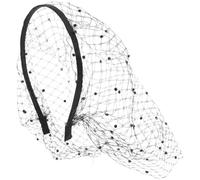 SECFOU Diadema Retro con Velo de Tul, Velo de Diadema para Mujer, Negro, Tela, Accesorio Versátil, No se Cae Fácilmente, para Fiestas de Té y Bridal Tea Parties