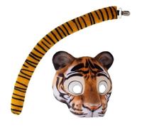 SECFOU Disfraz Tigre Halloween con Máscara Realista de Media Cara y Banda Elástica para Carnaval Fiesta Temática y Cosplay Adulto