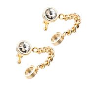 SECFOU Gemelos de Camisa Dorados de Cristal Redondos, 1 Par, Accesorios Masculinos para Fiestas, Reuniones Formales y Bodas, Gemelos de Joyería Resistentes Óxido