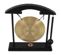 SECFOU Gong de Latón Vajra Feng Shui para Escritorio, Instrumento Tradicional Pequeño para Decoración de Hogar y Oficina, con Soporte y Mazo, Adorno Zen Relajante y Símbolo de Buena