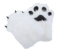 SECFOU Guantes de Garras de Animal, Guantes de Patas Peludas, Blanco, Poliéster, Ajuste Cómodo, Fácil de Poner, para Adultos y Adolescentes, Fiesta y Halloween