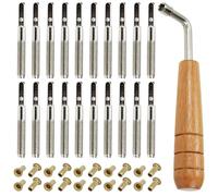 SECFOU Juego de Accesorios para Arpa Lira Profesional 20 Pines de Arpa 20 Clavos de Fijación y 1 Llave de Ajuste Piezas de Repuesto Duraderas para Cuerdas de Lira Herramienta para