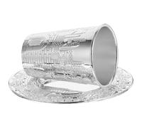 SECFOU Juego de Copa de Vino Judaica Tallada con Bandeja Plateada para Kidush y Shabat, Set 1 Pieza para Celebración de Pésaj y Festividades Judías