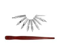 SECFOU Juego de Plumas de Caligrafía Punta de Acero Inoxidable y Cuerpo de Madera, para Líneas Precisas y Agarre Seguro, Estilo Europeo Adecuado para Firmar y Dibujar