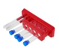 SECFOU Juego de Tubos de Ensayo para Experimentos Científicos y Enseñanza con Rejilla de Plástico Rojo Capacidad para 6 Tubos, Adecuado para Procesos de Aprendizaje y Química