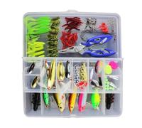 SECFOU Kit de Señuelos de Pesca 101 Piezas Multifuncional Almacenamiento Compartimentado, Señuelos para Agua Dulce y Salada, Adecuado para Pesca Color Aleatorio Varios Estilos
