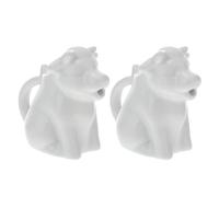 SECFOU Lechera de Cerámica Color Blanco Forma de Animal y Asa, Ligera y Portátil, 2 Piezas para Cocina y Hotel, Adecuado para Servir Leche y Salsa