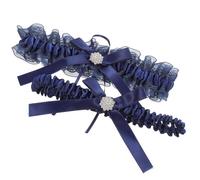 SECFOU Liga de Novia para Boda Azul Oscuro, Liga de Encaje Elástica para Mujer, Cinturón Ajustable para Fiesta Nupcial y Accesorios de Lencería Femenina Elegante