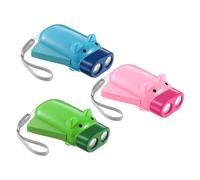 SECFOU Linterna de Mano para 3 Piezas, Linterna de Cerdo Diseño de Dibujos Animados, Antorcha de Prensa Manual Portátil, Luz Flash Ligera para Viaje y Emergencia Color Color Aleatorio
