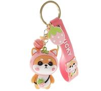 SECFOU Llavero Decorativo de Perro Shiba Inu Kawaii en Color Rosa, Colgante Ligero para Bolso, Accesorio Compacto y Resistente Adecuado para Llaves y Regalos Anime Manga