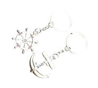 SECFOU Llavero Diseño de Moda Anillo Ancla y Timón de Aleación de Zinc Resistente al Desgaste Deslustre Obsequio Adecuado para Novios en Ocasiones Obsequios