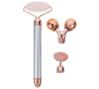 SECFOU Masajeador Facial de Rodillos de Jade Auténtico Palo de Masaje Eléctrico para Estimular Circulación y Reducir Arrugas en Tejido del Rostro