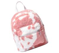 SECFOU Mini Mochila de Peluche para Mujer Diseño de Piel de Vaca, Ligera y Multifuncional, para Escuela y Uso Casual Diario