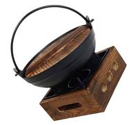SECFOU Olla Colgante para Cocinar Cacerola Colgante Hogar de Hierro Fundido, Portátil, Distribución Uniforme del Calor, para Acampar al Aire Libre y Comidas Familiares