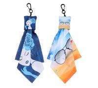 SECFOU Paños de Limpieza para Gafas con Gancho Portátil, Paños de Microfibra Suaves para Limpiar Lentes, Pantallas de Ordenador y Teléfonos, Kit de 2 Unidades para Cuidado Óptico Diario