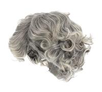 SECFOU Peluca Resistente al Calor para Mujer de Abuela Corta y Rizada Color Plata Cómoda para Fiestas Temáticas y Navidad