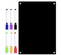 SECFOU Pizarra Magnética de Borrado en Seco A3 Negra 6 Rotuladores para Planificador Semanal Magnético de Refrigerador, Tablero Acrílico Reutilizable para Organización y Recordatorios