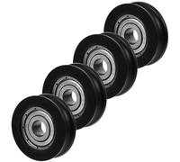 SECFOU Polea Rodamiento de Bolas Tipo U 5x20x7 Mm, Rueda para Puerta Corredera de Nylon Negro 4 Piezas, Herraje para Ventanas y Puertas Corredizas, Rodillo de Riel Resistente y