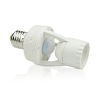 SECFOU Portalámparas E27 Adecuado para Pasillos y Exteriores para Sensor Infrarrojo de Iluminación Ajustable, Material PC Pbt y Cobre para Bombillas LED, Cuerpo Humano