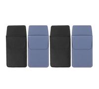 SECFOU Protectores de Bolsillo para Bolígrafos de Cuero Sintético PU, 4 Piezas (2 Negros 2 Azules), Portalápices de Bolsillo para Camisas y Pantalones, Organizador Multiusos