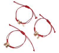 SECFOU Pulsera de Cuerda Roja Estilo Elegante y Amuleto para Protección y Buena Suerte Diseño de Buey para Mujer Varios estilos 3 Unidades, Hecha a Mano Aleación